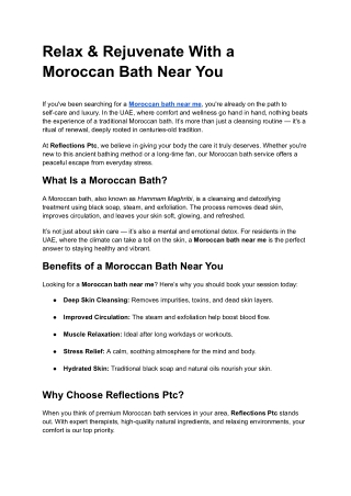 Relax & Rejuvenate With a Moroccan Bath Near You