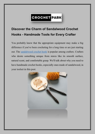 Discover the Charm of Sandalwood Crochet Hooks - Handmade Tools for Every Crafter