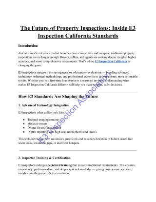 The Future of Property Inspections: Inside E3 Inspection California Standards