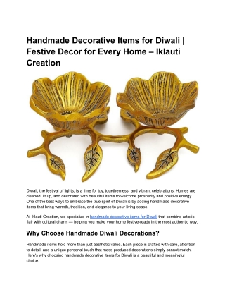 Handmade Decorative Items for Diwali | Festive Decor for Every Home