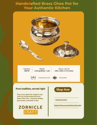 Handcrafted Brass Ghee Pot for Your Authentic Kitchen