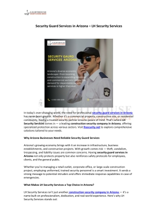 Security Guard Services in Arizona – LH Security S