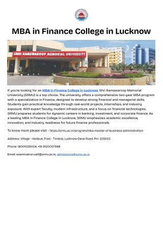 MBA in Finance College in Lucknow