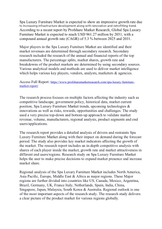 Spa Luxury Furniture Market Report