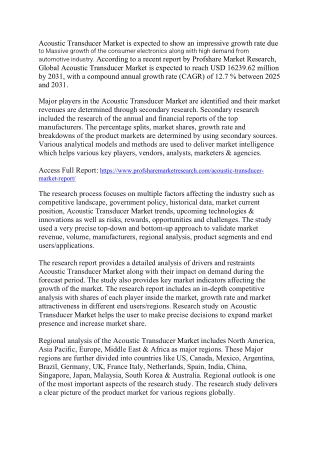 Acoustic Transducer Market Report