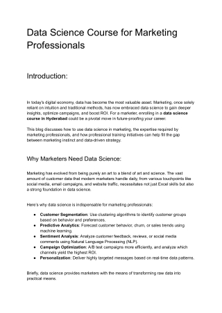 Data Science Course for Marketing Professionals