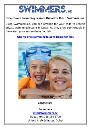 One-to-one Swimming Lessons Dubai For Kids  Swimmers.ae