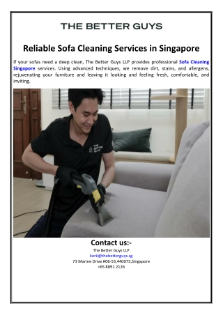 Reliable Sofa Cleaning Services in Singapore