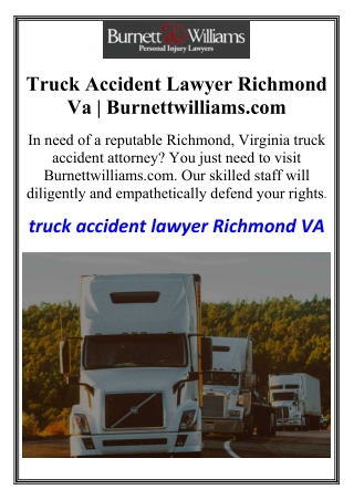 Truck Accident Lawyer Richmond Va | Burnettwilliams.com