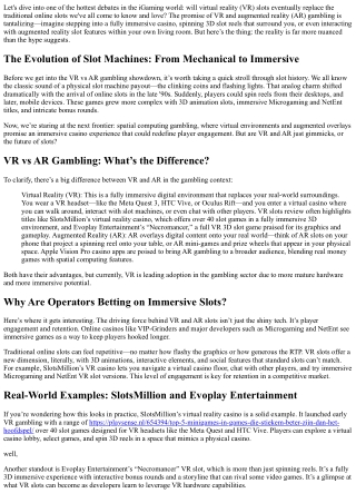 Will VR Slots Replace Regular Online Slots?