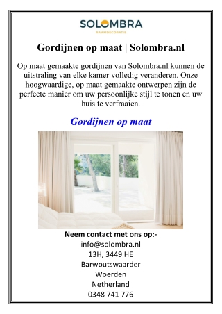 Gordijnen op maat | Solombra.nl