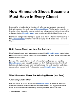 How Himmaleh Shoes Became a Must-Have in Every Closet