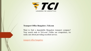 Transport Office Bangalore  Tcil.com