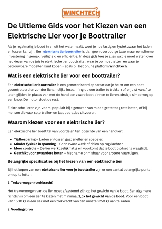 De Ultieme Gids voor het Kiezen van een Elektrische Lier voor je Boottrailer