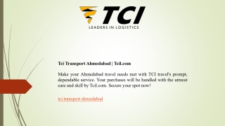 Tci Transport Ahmedabad   Tcil.com