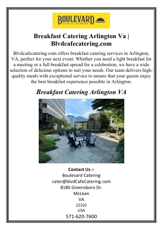 Breakfast Catering Arlington Va | Blvdcafecatering.com