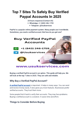 Top 7 Sites To Safely Buy Verified Paypal Accounts In 2025