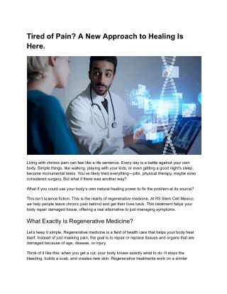 Turn Back the Clock: How Regenerative Treatments Are Reversing the Signs of Agin