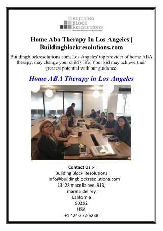 Home Aba Therapy In Los Angeles | Buildingblockresolutions.com