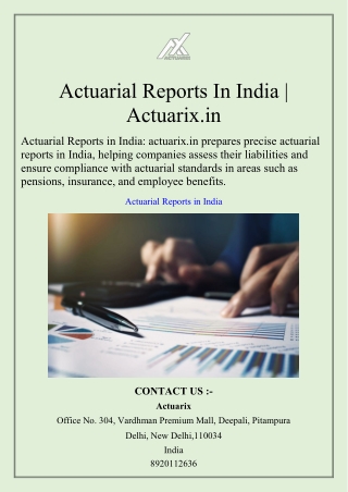Actuarial Reports In India Actuarix.in