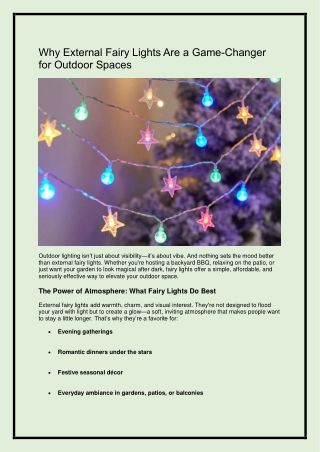 Why External Fairy Lights Are a Game-Changer for Outdoor Spaces