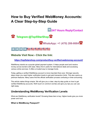 How to Buy Verified WebMoney Accounts_ A Clear Step-by-Step Guide