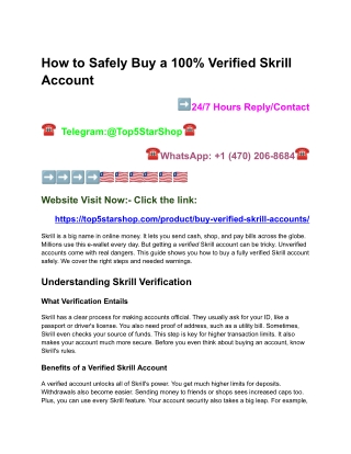 How to Safely Buy a 100% Verified Skrill Account