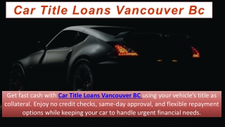 Car Title Loans Vancouver Bc