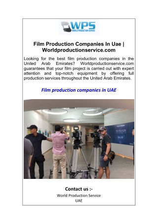 Film Production Companies In Uae  Worldproductionservice