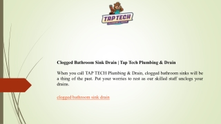 Clogged Bathroom Sink Drain  Tap Tech Plumbing & Drain
