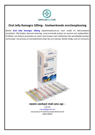 Oral Jelly Kamagra 100mg - Snelwerkende erectieoplossing