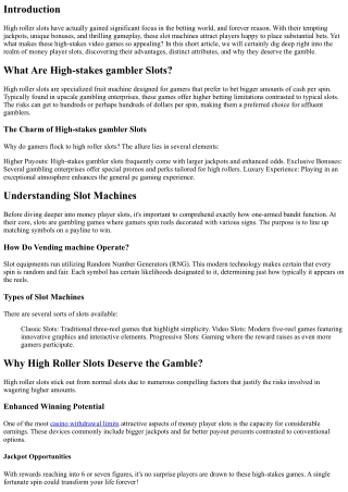 Why High-stakes Gambler Slot Machine Deserve the Gamble