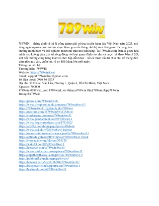 789WIN – khẳng định vị thế là cổng game giải trí trực tuyến hàng đầu Việt Nam nă