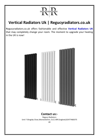 Vertical Radiators Uk | Regucyradiators.co.uk
