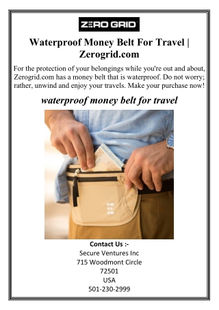 Waterproof Money Belt For Travel | Zerogrid.com