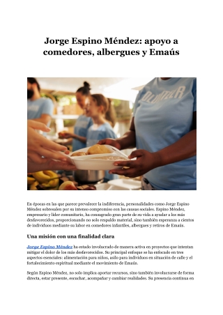 Jorge Espino Méndez_ apoyo a comedores, albergues y Emaús