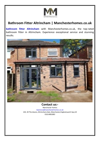 Bathroom Fitter Altrincham | Manchesterhomes.co.uk