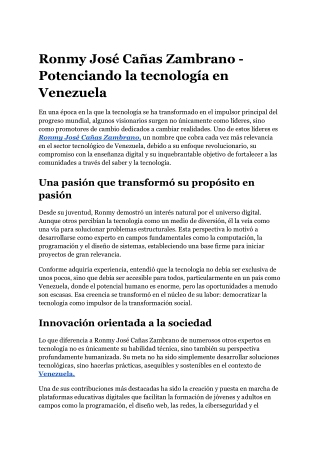 Ronmy José Cañas Zambrano - Potenciando la tecnología en Venezuela