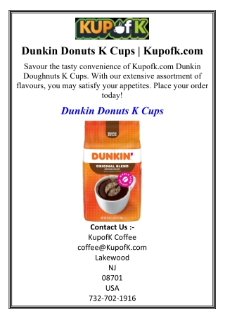 Dunkin Donuts K Cups | Kupofk.com