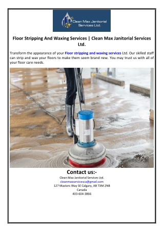 Floor Stripping And Waxing Services | Clean Max Janitorial Services Ltd.