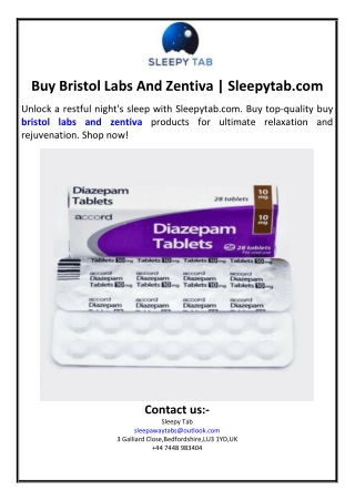 Buy Bristol Labs And Zentiva | Sleepytab.com