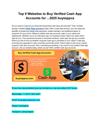 Top 9 Websites to Buy Verified Cash App Accounts for ...2025 buytoppva