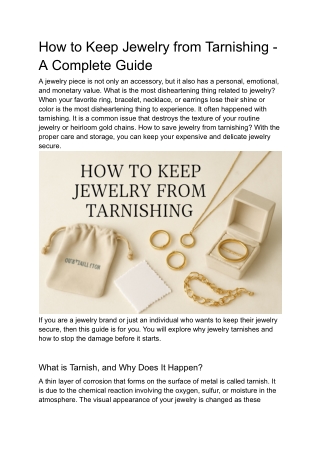 How to Keep Jewelry from Tarnishing - A Complete Guide