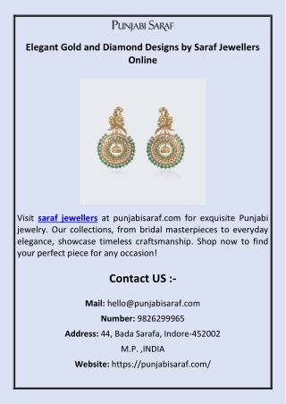 Elegant Gold and Diamond Designs by Saraf Jewellers Online