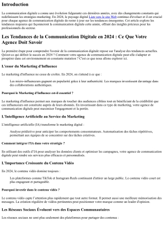 Les Tendances de la Communication Digitale en 2024 : Ce Que Votre Agence Doit Sa