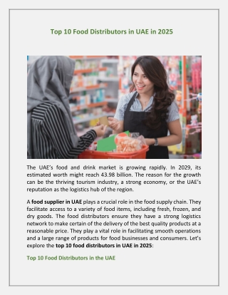 Top 10 Food Distributors in UAE in 2025