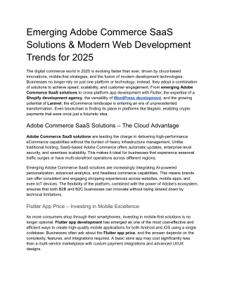 Emerging Adobe Commerce SaaS Solutions & Modern Web Development Trends for 2025