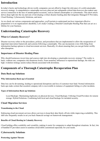 Producing a Detailed Disaster Recuperation Plan