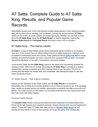 A7 Satta_ Complete Guide to A7 Satta King, Results, and Popular Game Records