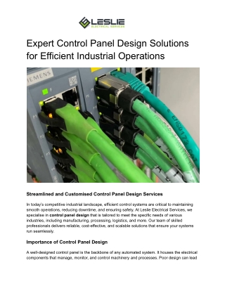 Expert Control Panel Design Solutions for Efficient Industrial Operations